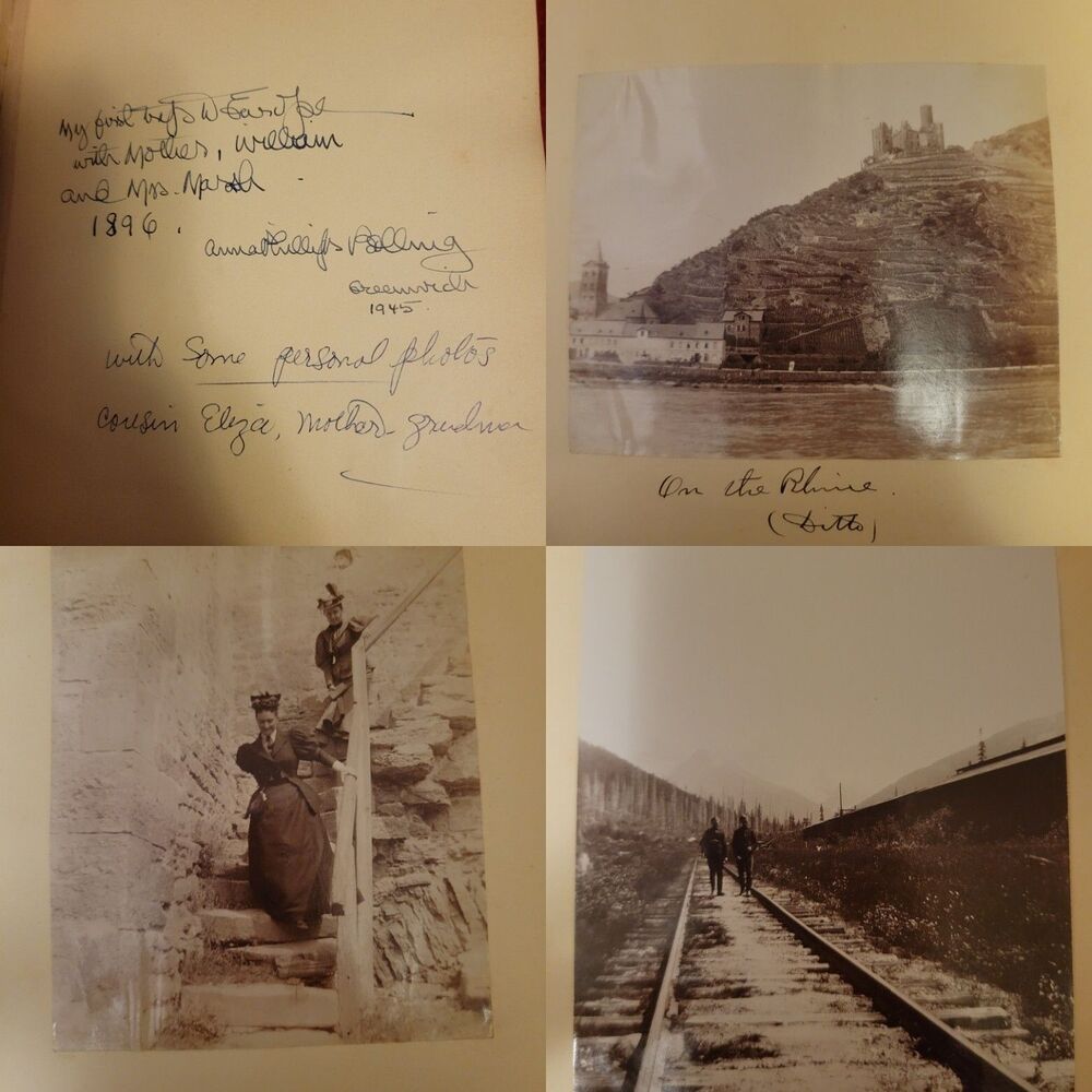 Antique Travel Photo Journal Album Europe 1896 Alaska 1945 Rhine Train Dogs